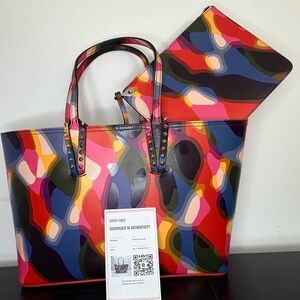 Christian Louboutin Colorful Abstract Tote with Pouch